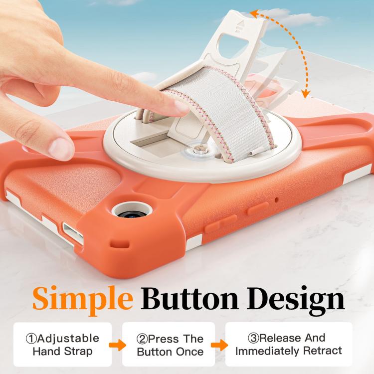 For Samsung Galaxy Tab A11 Rotatable Holder Silicone Hybrid PC Tablet Case with Shoulder Strap