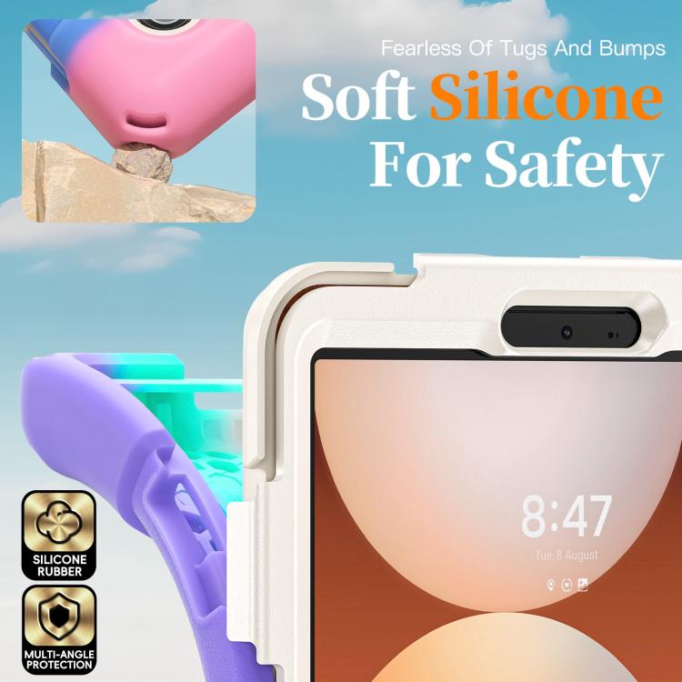 For Samsung Galaxy Tab A11 Rotatable Holder Silicone Hybrid PC Tablet Case with Shoulder Strap