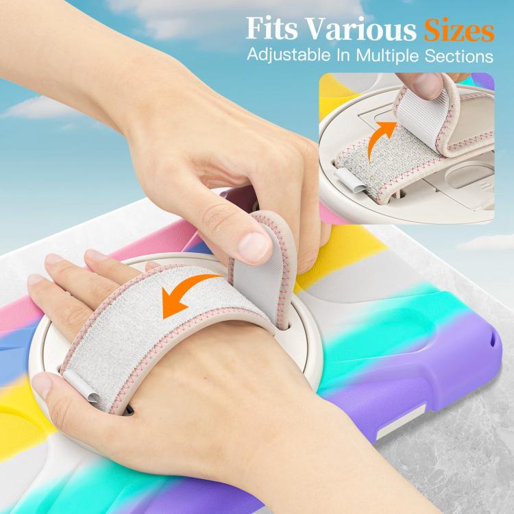 For Samsung Galaxy Tab A11 Rotatable Holder Silicone Hybrid PC Tablet Case with Shoulder Strap