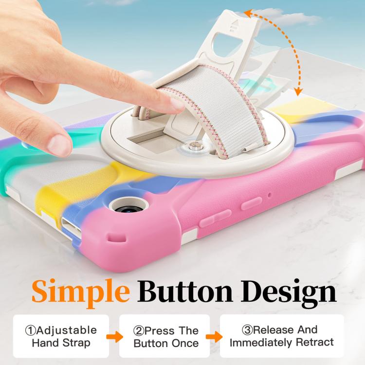 For Samsung Galaxy Tab A11 Rotatable Holder Silicone Hybrid PC Tablet Case with Shoulder Strap