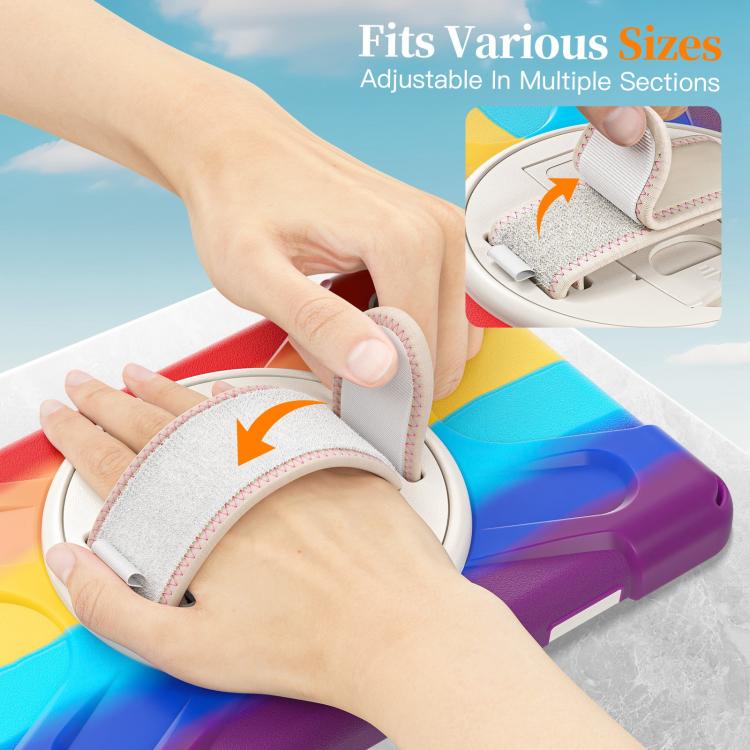 For Samsung Galaxy Tab A11 Rotatable Holder Silicone Hybrid PC Tablet Case with Shoulder Strap