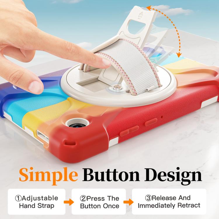 For Samsung Galaxy Tab A11 Rotatable Holder Silicone Hybrid PC Tablet Case with Shoulder Strap