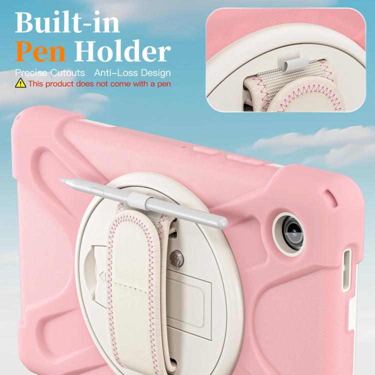 For Samsung Galaxy Tab A11 Rotatable Holder Silicone Hybrid PC Tablet Case with Shoulder Strap