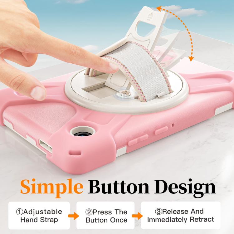 For Samsung Galaxy Tab A11 Rotatable Holder Silicone Hybrid PC Tablet Case with Shoulder Strap