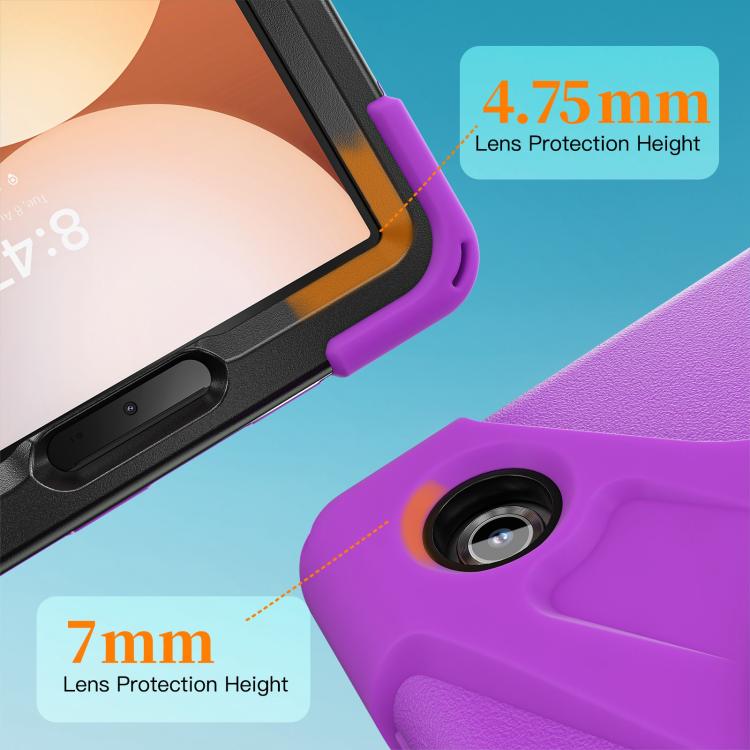 For Samsung Galaxy Tab A11 Rotatable Holder Silicone Hybrid PC Tablet Case with Shoulder Strap