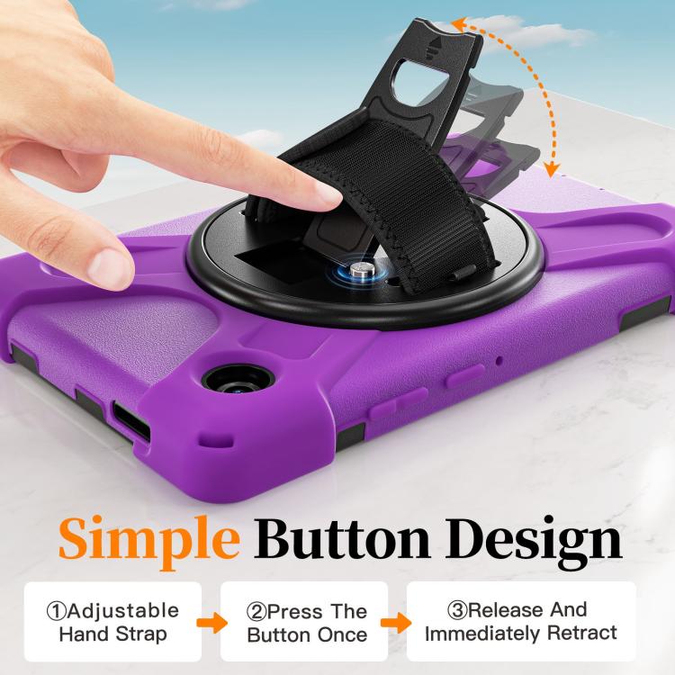 For Samsung Galaxy Tab A11 Rotatable Holder Silicone Hybrid PC Tablet Case with Shoulder Strap