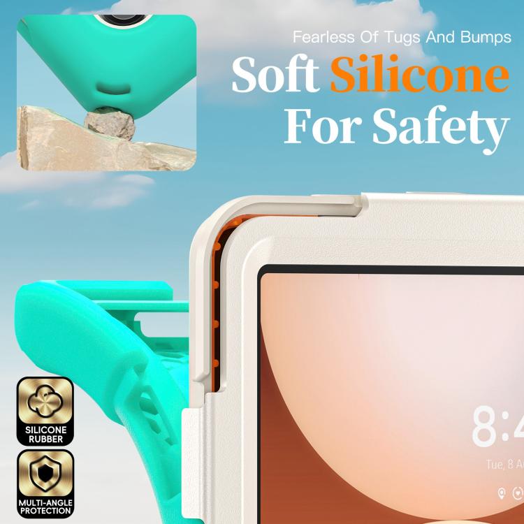 For Samsung Galaxy Tab A11+ Rotatable Holder Silicone Hybrid PC Tablet Case with Shoulder Strap