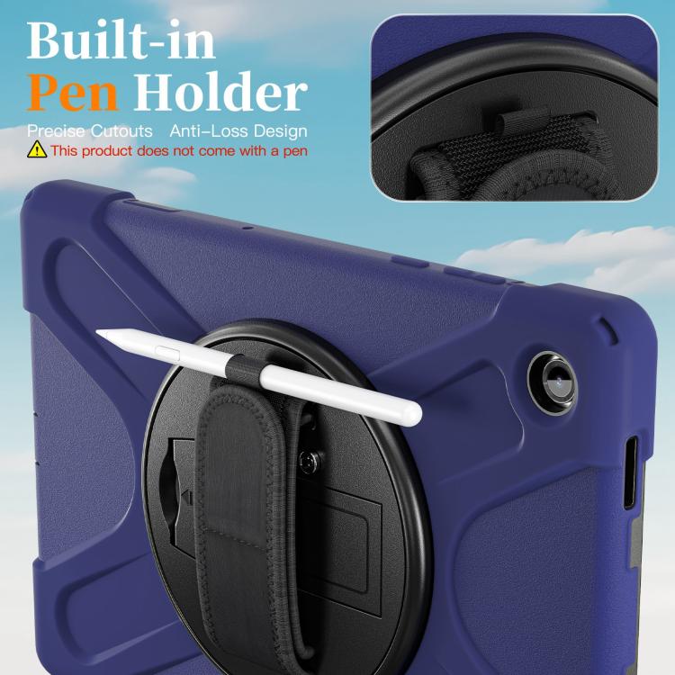 For Samsung Galaxy Tab A11+ Rotatable Holder Silicone Hybrid PC Tablet Case with Shoulder Strap