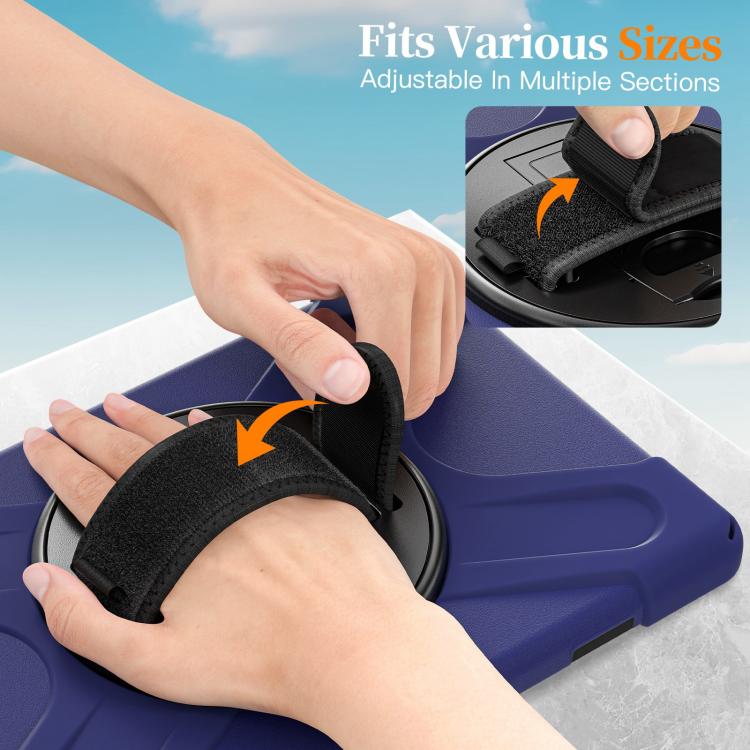 For Samsung Galaxy Tab A11+ Rotatable Holder Silicone Hybrid PC Tablet Case with Shoulder Strap
