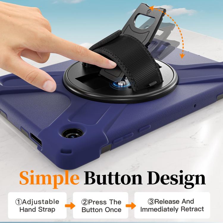 For Samsung Galaxy Tab A11+ Rotatable Holder Silicone Hybrid PC Tablet Case with Shoulder Strap
