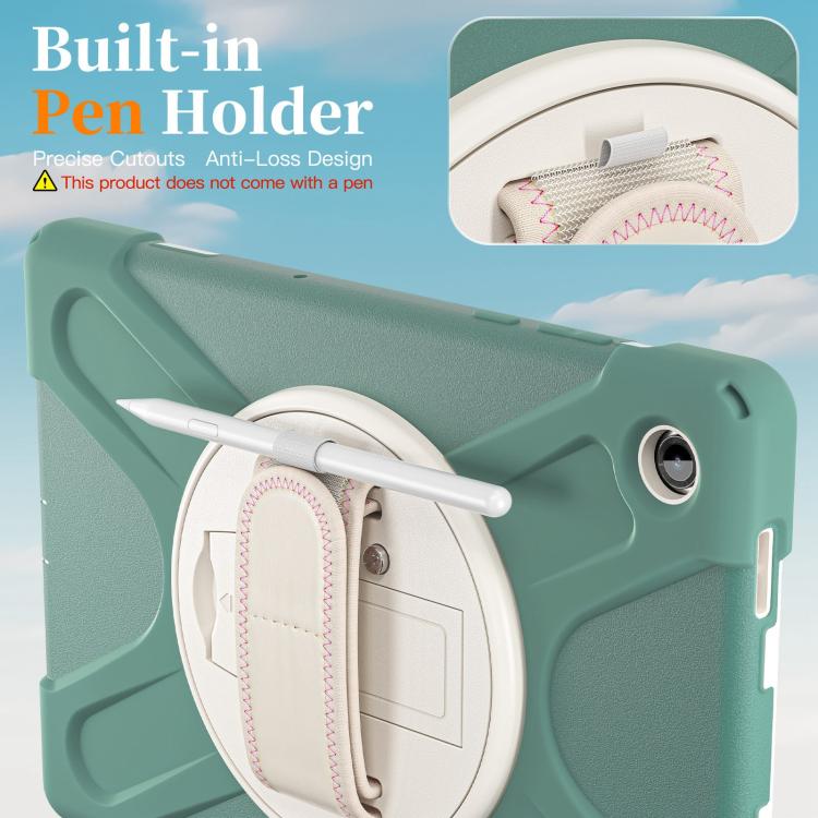 For Samsung Galaxy Tab A11+ Rotatable Holder Silicone Hybrid PC Tablet Case with Shoulder Strap