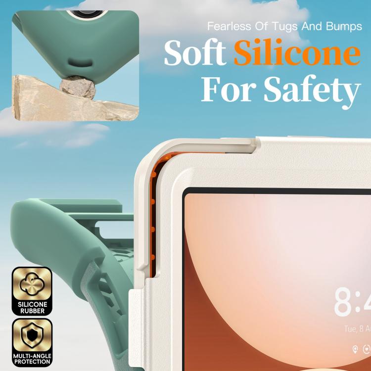 For Samsung Galaxy Tab A11+ Rotatable Holder Silicone Hybrid PC Tablet Case with Shoulder Strap