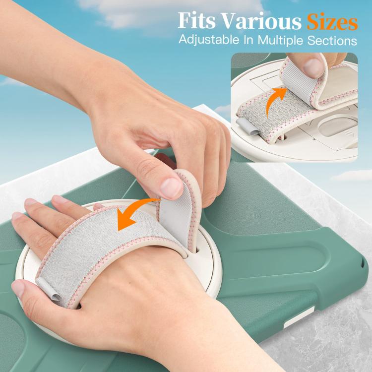 For Samsung Galaxy Tab A11+ Rotatable Holder Silicone Hybrid PC Tablet Case with Shoulder Strap