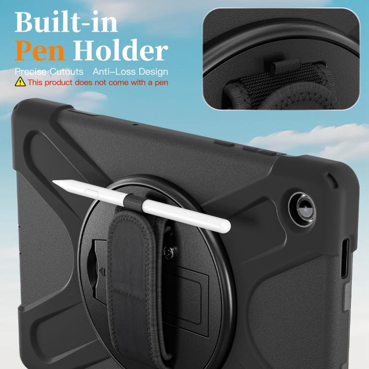For Samsung Galaxy Tab A11+ Rotatable Holder Silicone Hybrid PC Tablet Case with Shoulder Strap