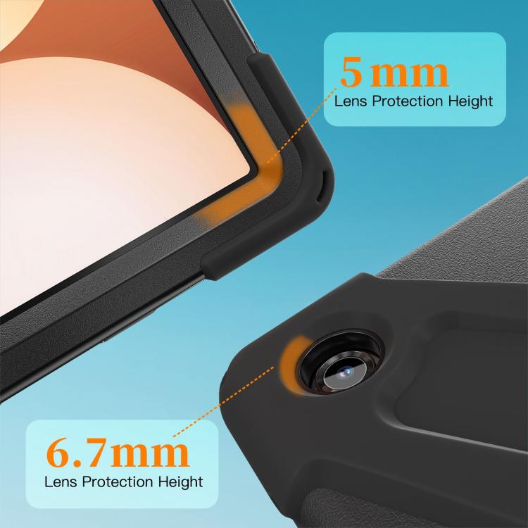 For Samsung Galaxy Tab A11+ Rotatable Holder Silicone Hybrid PC Tablet Case with Shoulder Strap