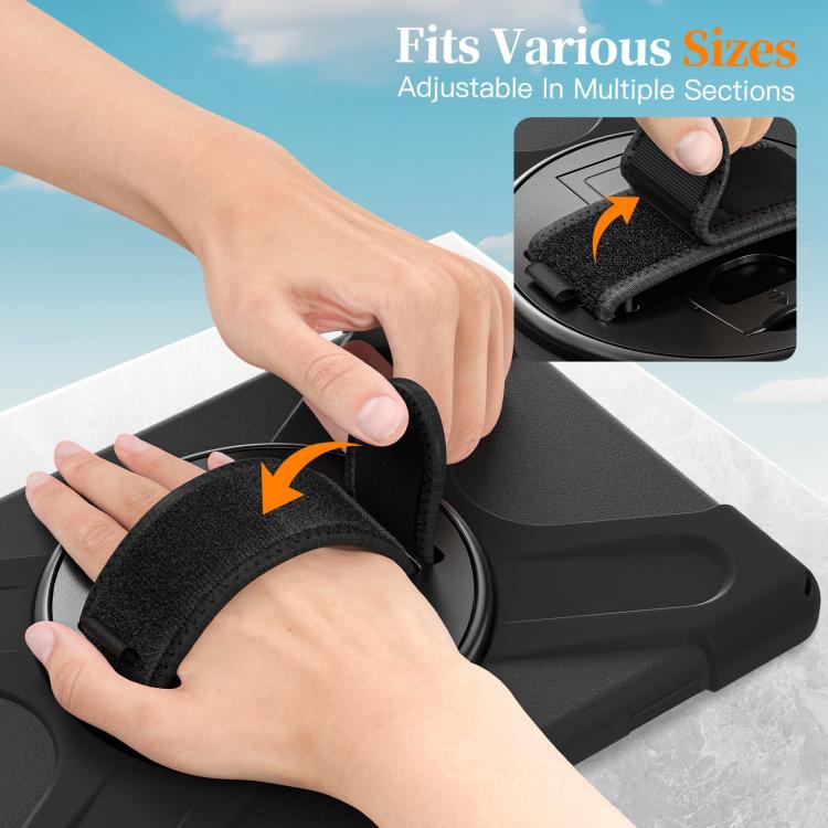 For Samsung Galaxy Tab A11+ Rotatable Holder Silicone Hybrid PC Tablet Case with Shoulder Strap