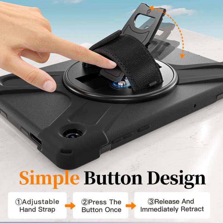 For Samsung Galaxy Tab A11+ Rotatable Holder Silicone Hybrid PC Tablet Case with Shoulder Strap