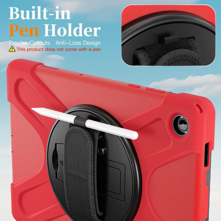 For Samsung Galaxy Tab A11+ Rotatable Holder Silicone Hybrid PC Tablet Case with Shoulder Strap