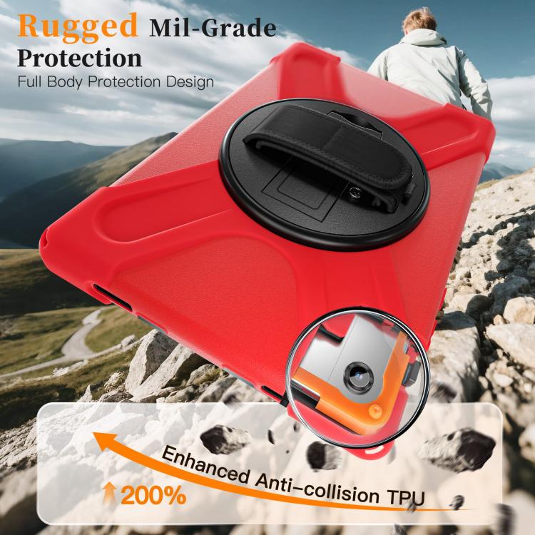 For Samsung Galaxy Tab A11+ Rotatable Holder Silicone Hybrid PC Tablet Case with Shoulder Strap