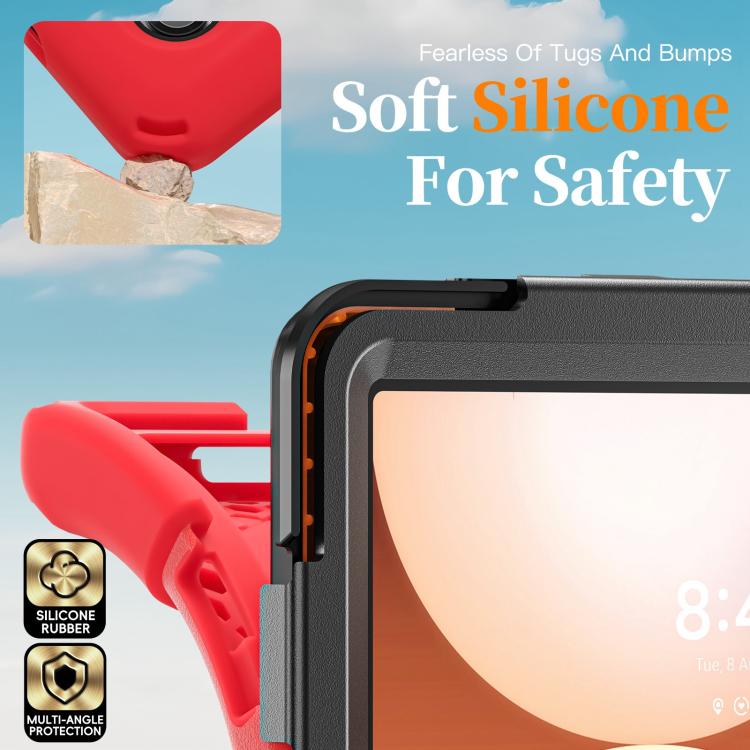For Samsung Galaxy Tab A11+ Rotatable Holder Silicone Hybrid PC Tablet Case with Shoulder Strap