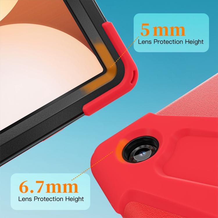 For Samsung Galaxy Tab A11+ Rotatable Holder Silicone Hybrid PC Tablet Case with Shoulder Strap