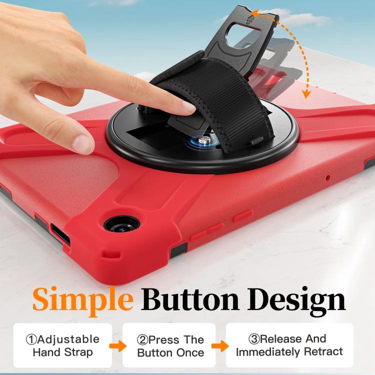 For Samsung Galaxy Tab A11+ Rotatable Holder Silicone Hybrid PC Tablet Case with Shoulder Strap
