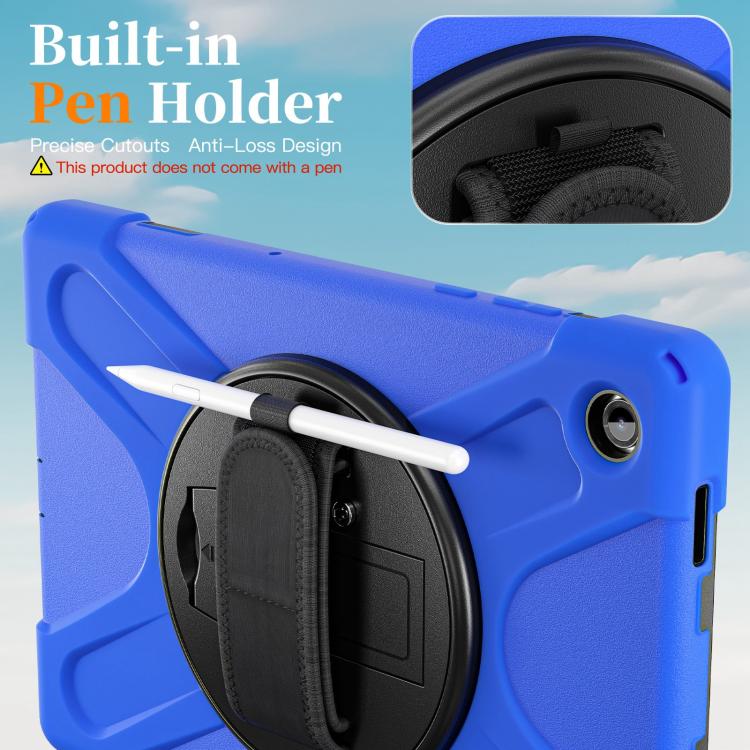 For Samsung Galaxy Tab A11+ Rotatable Holder Silicone Hybrid PC Tablet Case with Shoulder Strap