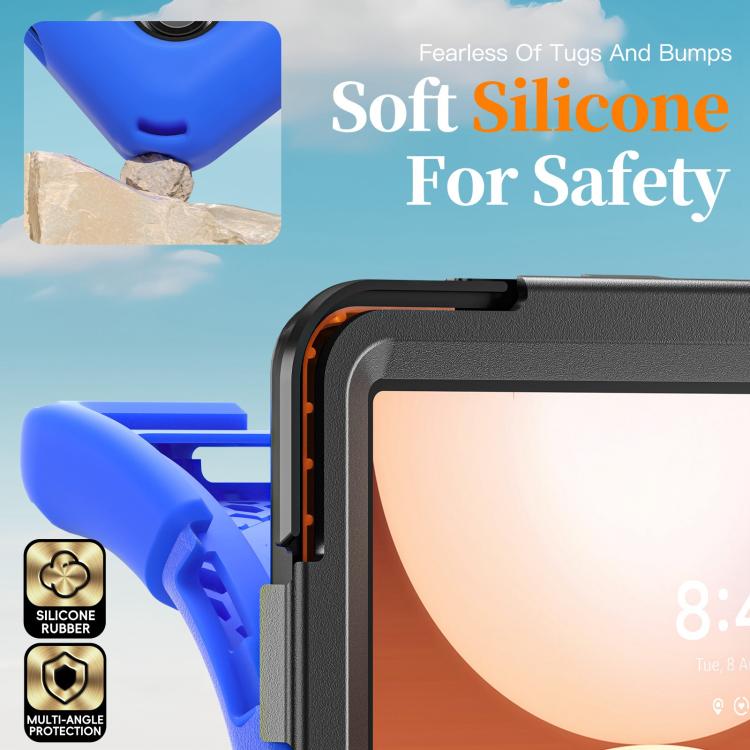 For Samsung Galaxy Tab A11+ Rotatable Holder Silicone Hybrid PC Tablet Case with Shoulder Strap