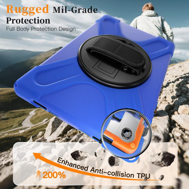 For Samsung Galaxy Tab A11+ Rotatable Holder Silicone Hybrid PC Tablet Case with Shoulder Strap