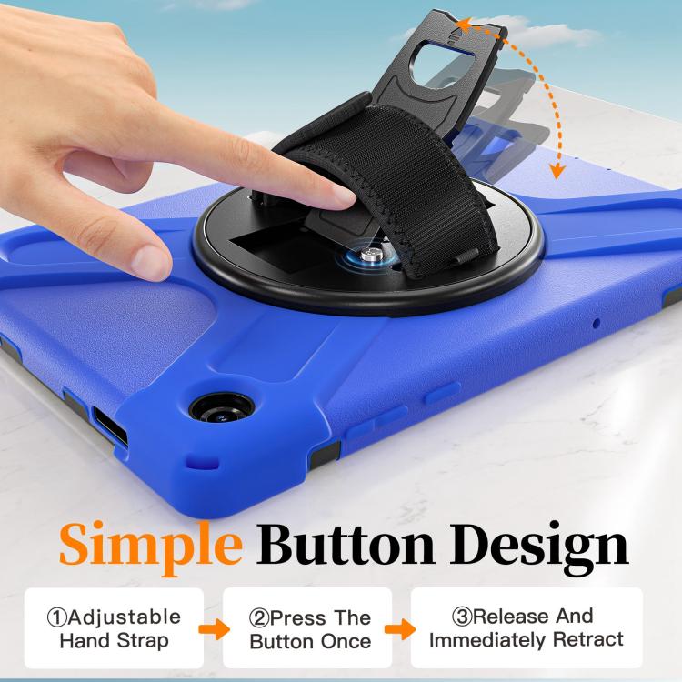 For Samsung Galaxy Tab A11+ Rotatable Holder Silicone Hybrid PC Tablet Case with Shoulder Strap