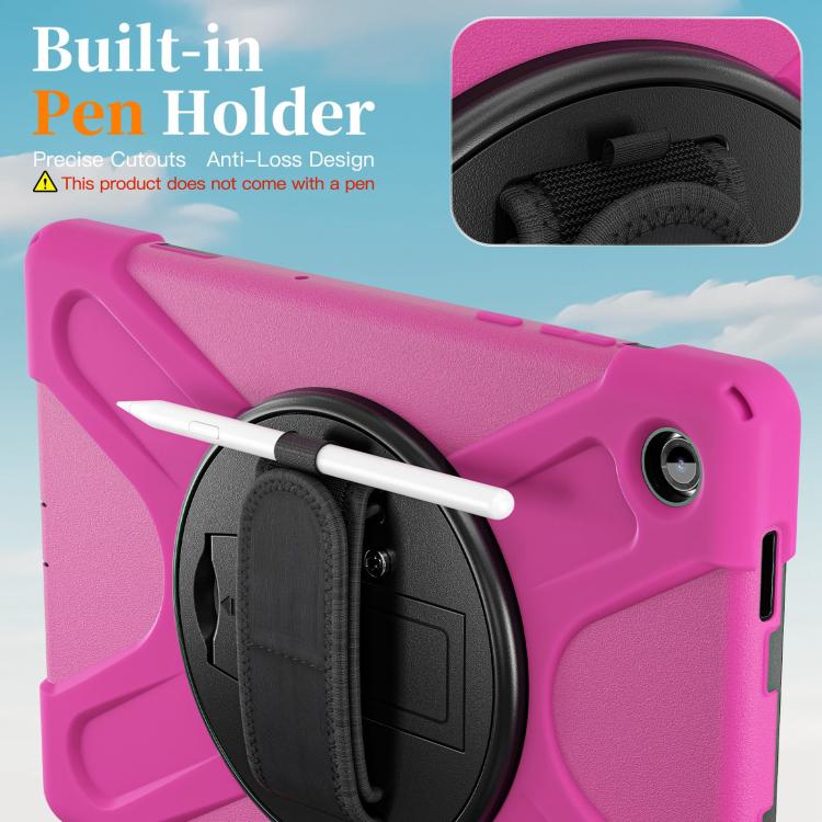 For Samsung Galaxy Tab A11+ Rotatable Holder Silicone Hybrid PC Tablet Case with Shoulder Strap
