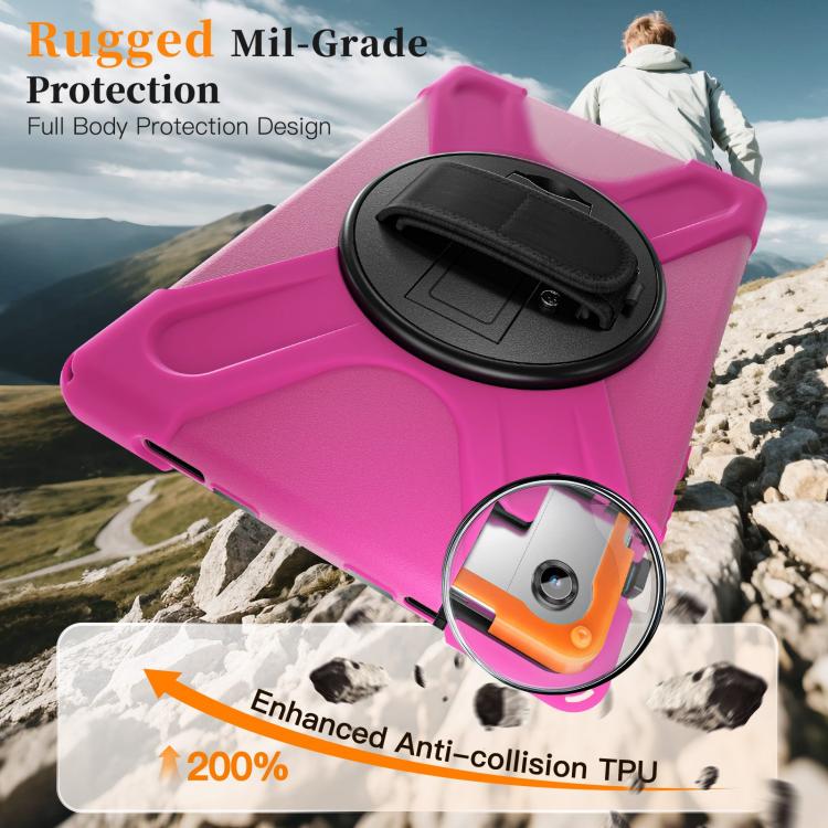 For Samsung Galaxy Tab A11+ Rotatable Holder Silicone Hybrid PC Tablet Case with Shoulder Strap