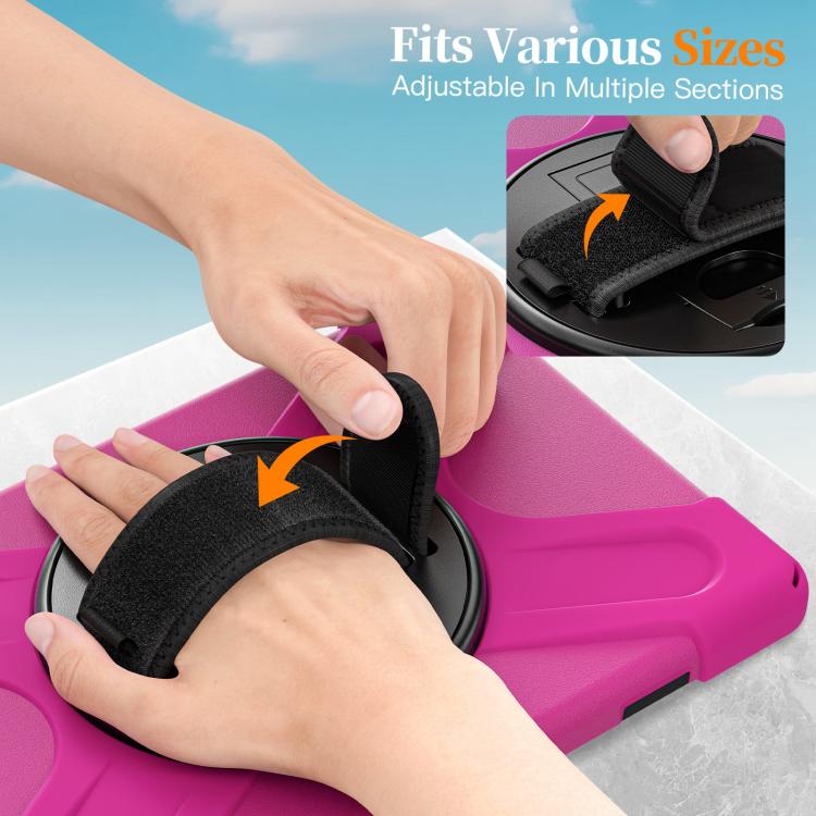 For Samsung Galaxy Tab A11+ Rotatable Holder Silicone Hybrid PC Tablet Case with Shoulder Strap