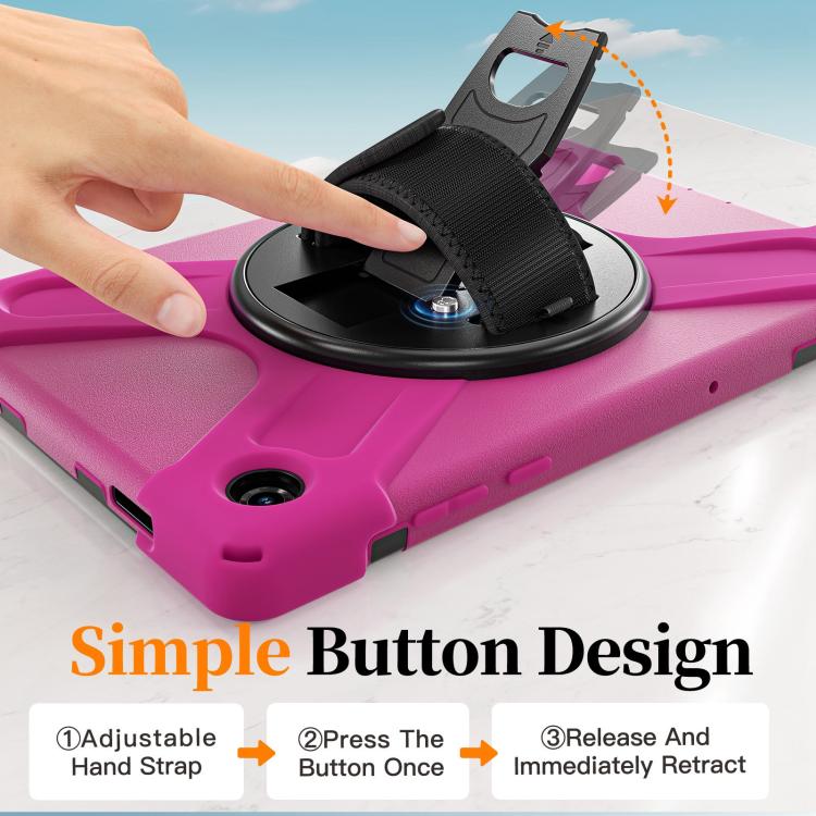 For Samsung Galaxy Tab A11+ Rotatable Holder Silicone Hybrid PC Tablet Case with Shoulder Strap