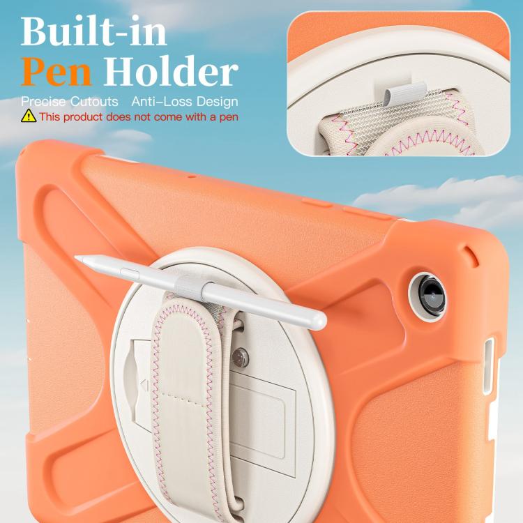 For Samsung Galaxy Tab A11+ Rotatable Holder Silicone Hybrid PC Tablet Case with Shoulder Strap