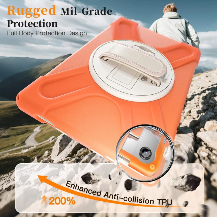 For Samsung Galaxy Tab A11+ Rotatable Holder Silicone Hybrid PC Tablet Case with Shoulder Strap