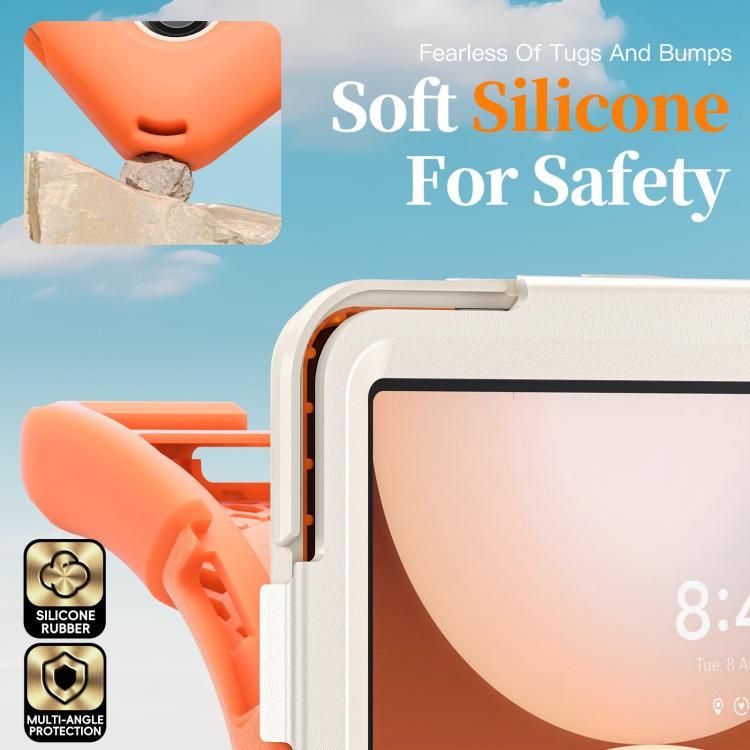 For Samsung Galaxy Tab A11+ Rotatable Holder Silicone Hybrid PC Tablet Case with Shoulder Strap