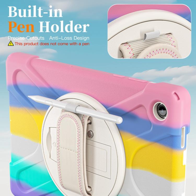 For Samsung Galaxy Tab A11+ Rotatable Holder Silicone Hybrid PC Tablet Case with Shoulder Strap