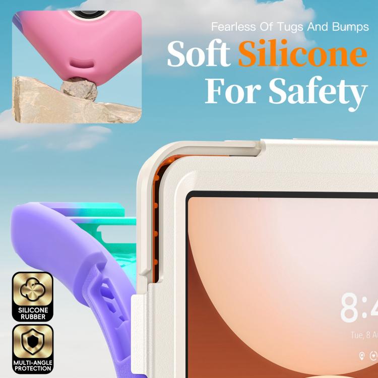 For Samsung Galaxy Tab A11+ Rotatable Holder Silicone Hybrid PC Tablet Case with Shoulder Strap
