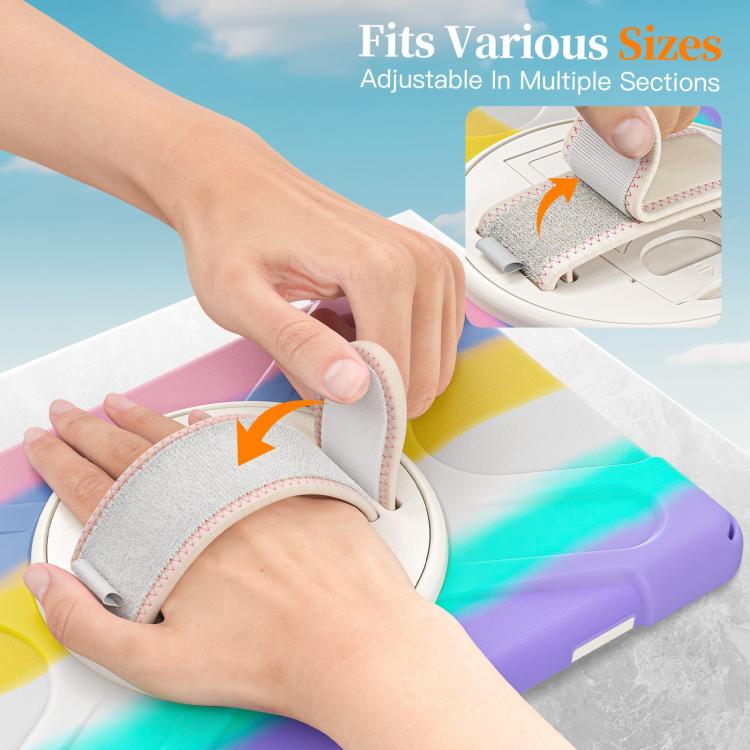 For Samsung Galaxy Tab A11+ Rotatable Holder Silicone Hybrid PC Tablet Case with Shoulder Strap