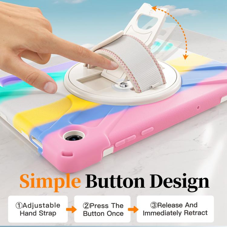 For Samsung Galaxy Tab A11+ Rotatable Holder Silicone Hybrid PC Tablet Case with Shoulder Strap