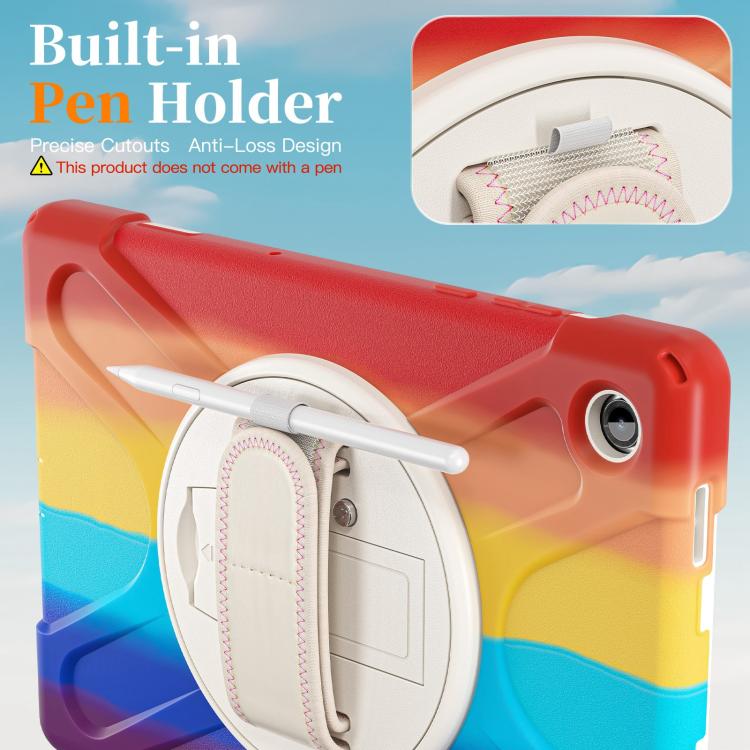 For Samsung Galaxy Tab A11+ Rotatable Holder Silicone Hybrid PC Tablet Case with Shoulder Strap