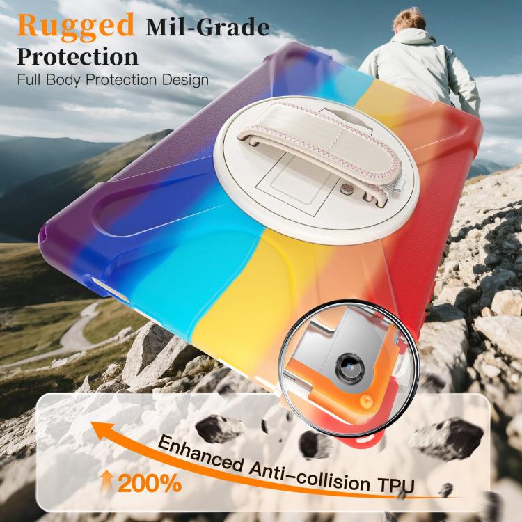 For Samsung Galaxy Tab A11+ Rotatable Holder Silicone Hybrid PC Tablet Case with Shoulder Strap