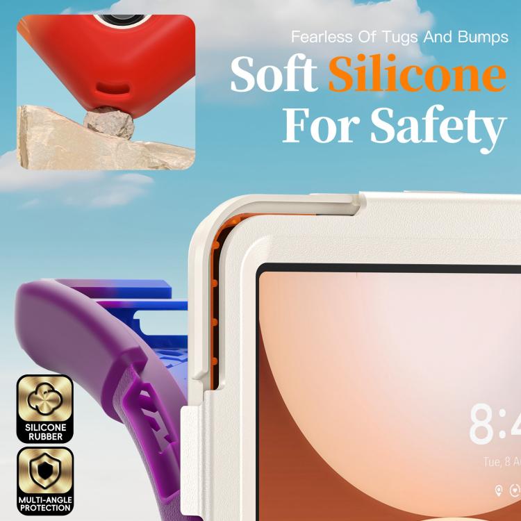 For Samsung Galaxy Tab A11+ Rotatable Holder Silicone Hybrid PC Tablet Case with Shoulder Strap