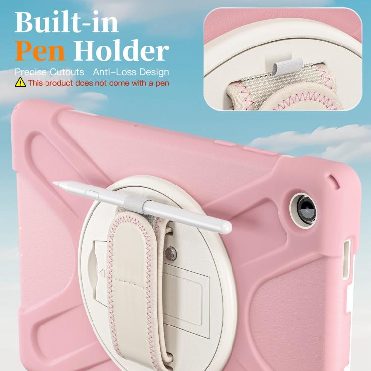 For Samsung Galaxy Tab A11+ Rotatable Holder Silicone Hybrid PC Tablet Case with Shoulder Strap