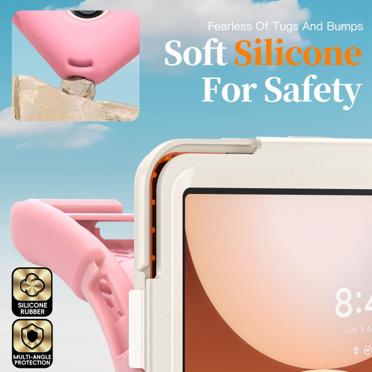 For Samsung Galaxy Tab A11+ Rotatable Holder Silicone Hybrid PC Tablet Case with Shoulder Strap