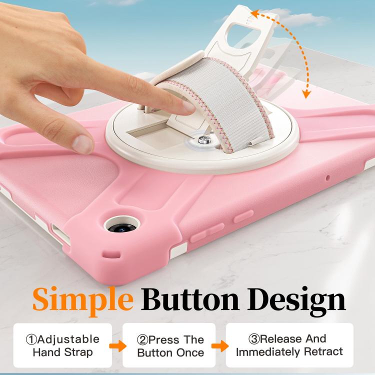 For Samsung Galaxy Tab A11+ Rotatable Holder Silicone Hybrid PC Tablet Case with Shoulder Strap