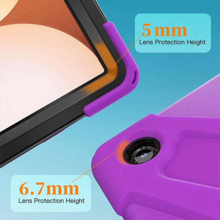 For Samsung Galaxy Tab A11+ Rotatable Holder Silicone Hybrid PC Tablet Case with Shoulder Strap