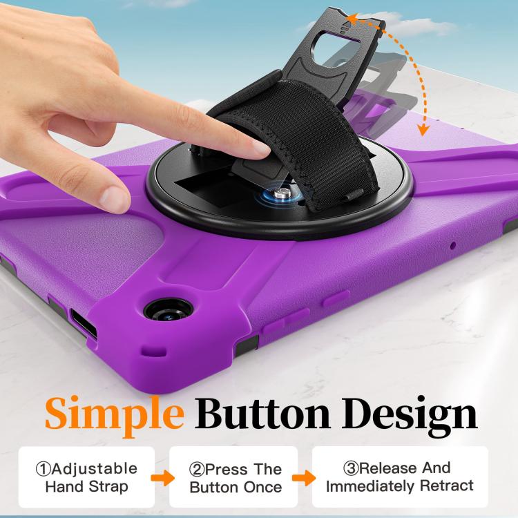 For Samsung Galaxy Tab A11+ Rotatable Holder Silicone Hybrid PC Tablet Case with Shoulder Strap