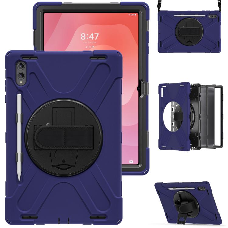 For Samsung Galaxy Tab S11 Ultra Rotatable Holder Silicone Hybrid PC Tablet Case with Shoulder Strap
